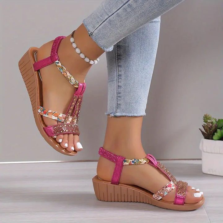 Boho-Chic Geflochtene Wedge-Sandalen