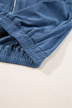 Teal Kapuzenjacke mit verstellbarem Kordelzug und Reißverschluss