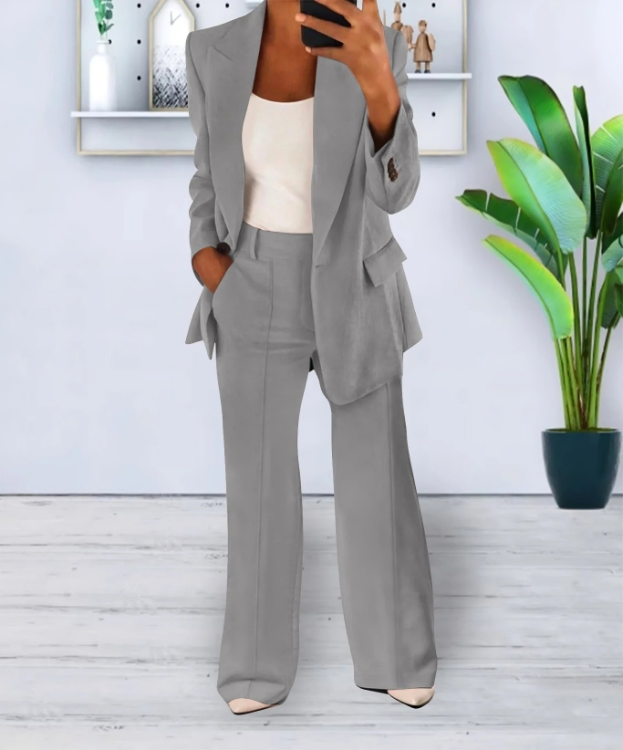 Blazer mit weitem Hosen-Set