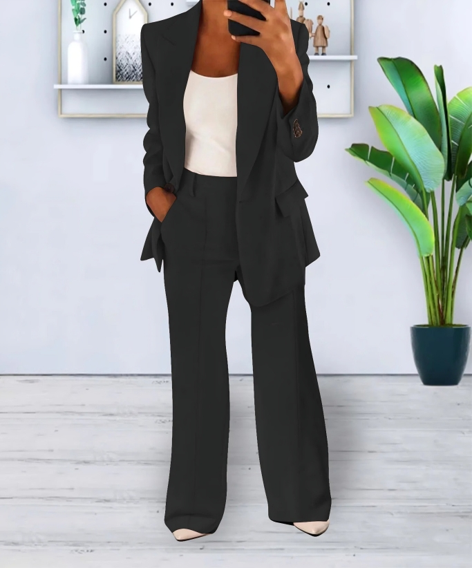 Blazer mit weitem Hosen-Set