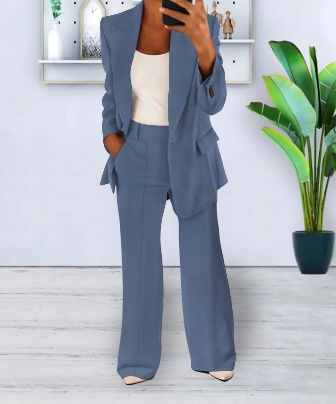 Blazer mit weitem Hosen-Set